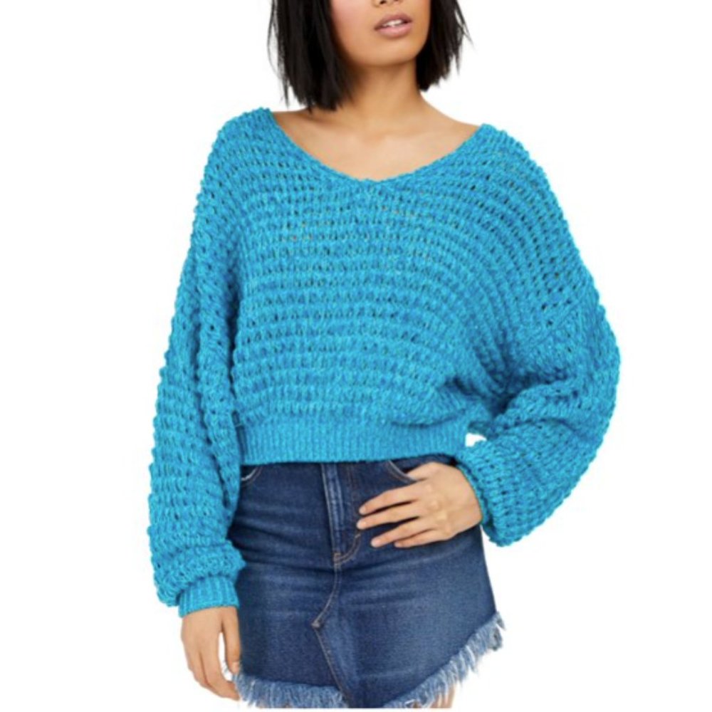 Free People Coconut Loose Weave V-Neck Sweater Size Small NEW